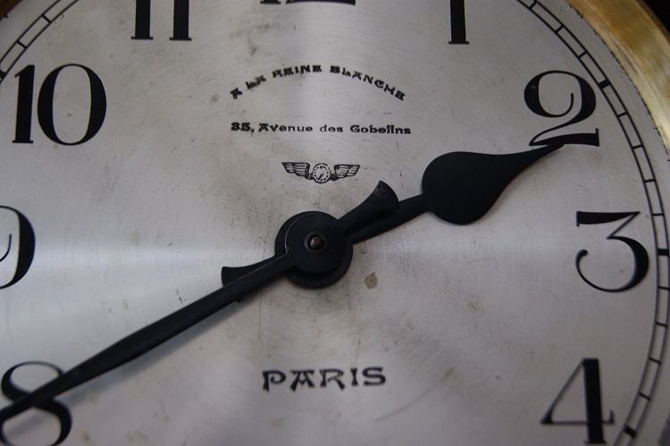 Orologio a colonna francese di inizio 1900, stile Decò, in olmo e radica di olmo-photo-4