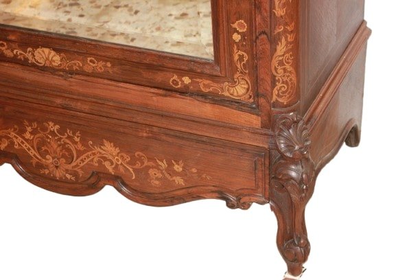 Armadio Francese Stile Luigi XV riccamente Intarsiato XIX secolo-photo-3