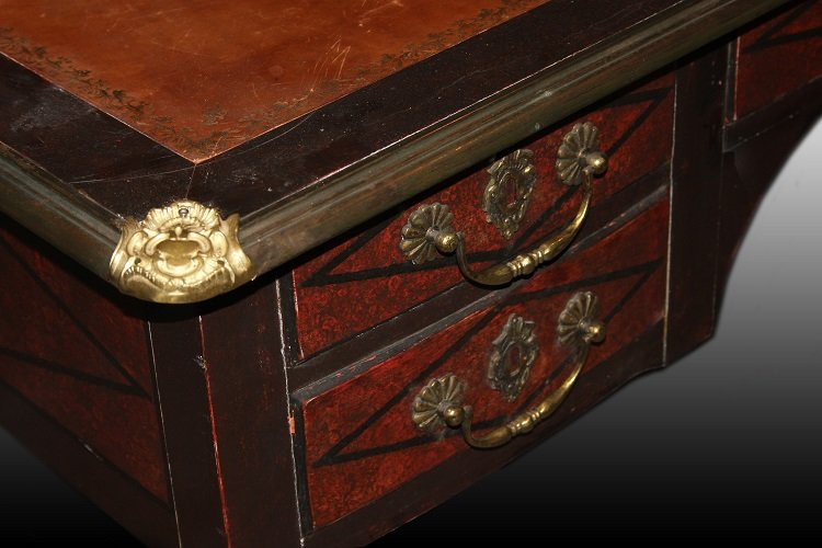 Bellissima scrivania francese di fine 1800 inizio 1900, stile Luigi XV, in legno laccato tinto -photo-2