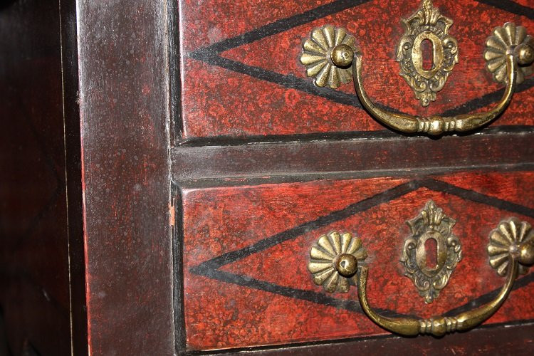 Bellissima scrivania francese di fine 1800 inizio 1900, stile Luigi XV, in legno laccato tinto -photo-3