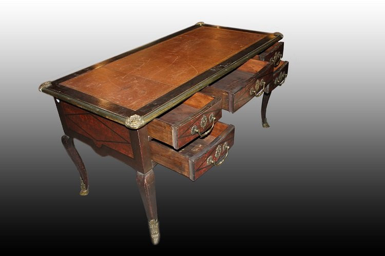 Bellissima scrivania francese di fine 1800 inizio 1900, stile Luigi XV, in legno laccato tinto -photo-2