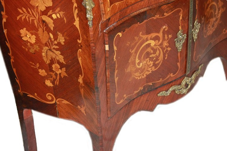 Comoncino francese della seconda metà del 1800, stile Luigi XV, in legno di bois de violette-photo-1
