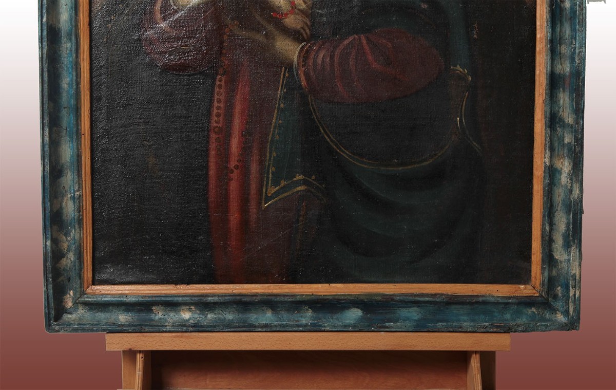 Antico olio su tela italiano settentrionale (Veneto) della prima metà del 1600 raffigurante Mad-photo-2