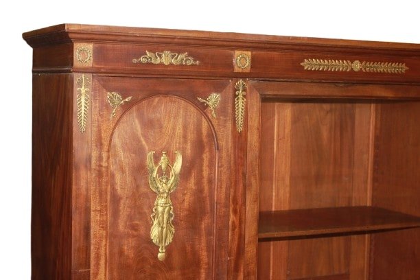 Libreria Stile Impero Francese di Fine 1800 In Legno di Mogano con Bronzi-photo-2