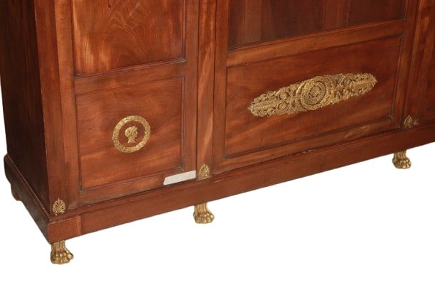 Libreria Stile Impero Francese di Fine 1800 In Legno di Mogano con Bronzi-photo-3