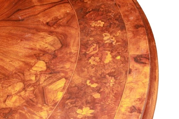 Tavolo circolare fisso inglese Stile Vittoriano in legno di Noce-photo-4