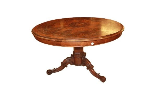 Tavolo circolare fisso inglese Stile Vittoriano in legno di Noce-photo-1