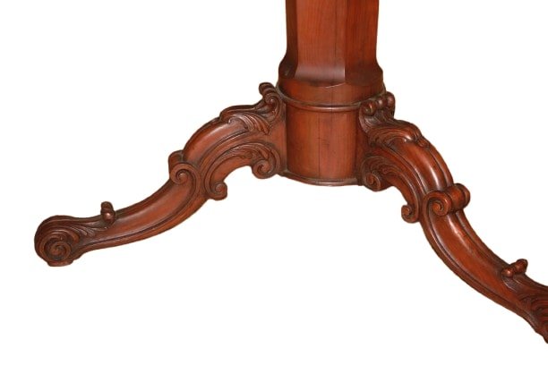Tavolo circolare fisso inglese Stile Vittoriano in legno di Noce-photo-2