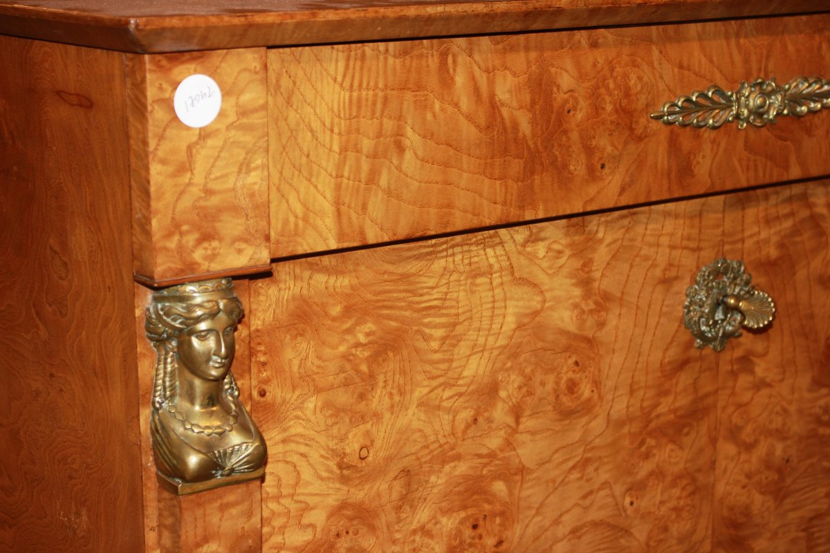 Secretaire Francese Stile Impero del 1800 In Legno di Betulla Con Bronzi-photo-2
