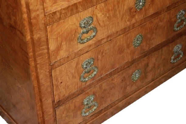 Secretaire Francese Stile Impero del 1800 In Legno di Betulla Con Bronzi-photo-3