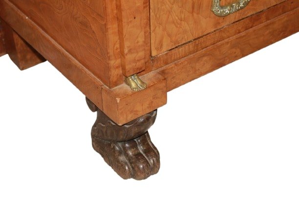 Secretaire Francese Stile Impero del 1800 In Legno di Betulla Con Bronzi-photo-4