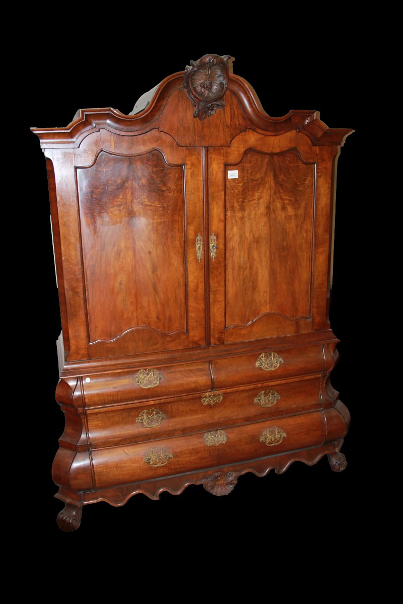 Trumeau olandese della seconda metà del 1700, stile Chippendale, in legno di noce-photo-2