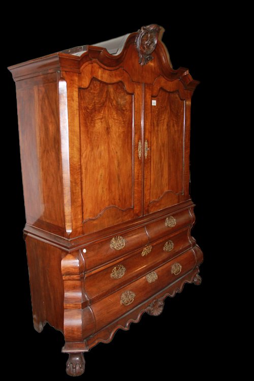Trumeau olandese della seconda metà del 1700, stile Chippendale, in legno di noce-photo-3