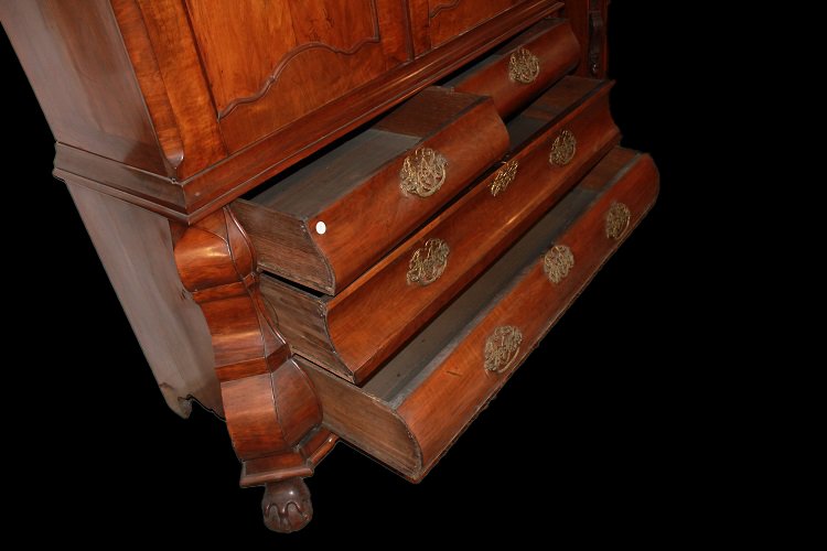 Trumeau olandese della seconda metà del 1700, stile Chippendale, in legno di noce-photo-5