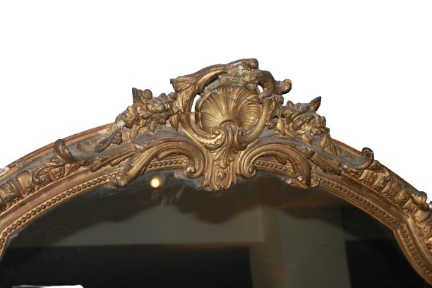 Grande specchiera Francese dorata foglia oro del 1800 Stile Luigi XV-photo-2