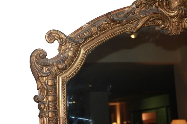 Grande specchiera Francese dorata foglia oro del 1800 Stile Luigi XV-photo-3