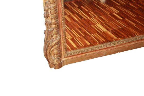 Grande specchiera Francese dorata foglia oro del 1800 Stile Luigi XV-photo-4