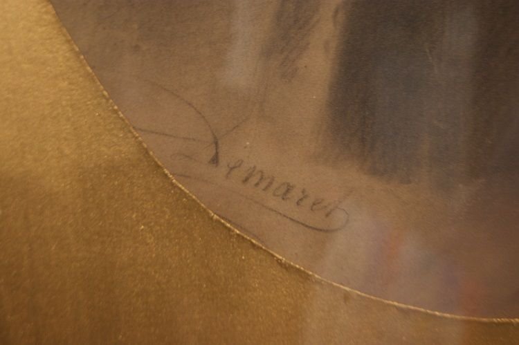 Pastello francese della seconda metà del 1800, raffigurante volto di donna di profilo-photo-1