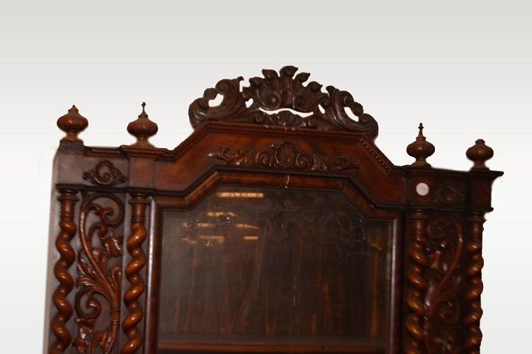Vetrina Nord Europa della prima metà del 1800 in legno di mogano e piuma di mogano-photo-2