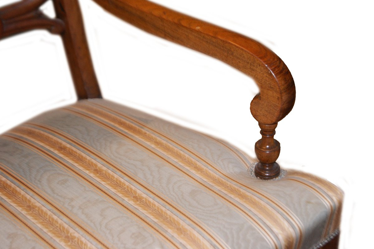 Gruppo di 4 poltrone Nord Europa della seconda metà 1800, stile Biedermeier, in legno di mogano-photo-4