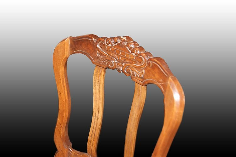 Gruppo di 6 sedie francesi di fine 1800, stile Provenzale, in legno di rovere-photo-3