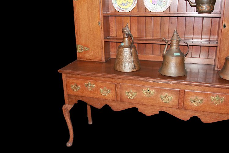 Credenza inglese di fine 1700 inizio 1800, stile Queen Anne, in legno di rovere-photo-3