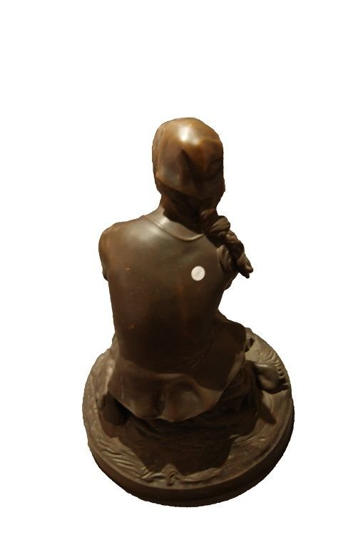 Scultura in bronzo francese di metà 1800 raffigurante Giovanna d'Arco del noto sculture Henri -photo-4