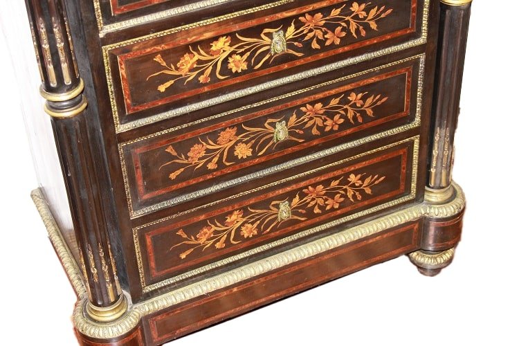 Secretaire francese della seconda metà del 1800, stile Napoleone III, in legno di mogano-photo-4