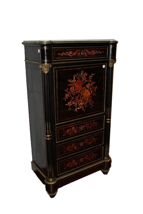 Secretaire francese della seconda metà del 1800, stile Napoleone III, in legno di mogano-photo-1