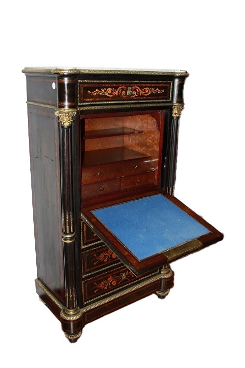 Secretaire francese della seconda metà del 1800, stile Napoleone III, in legno di mogano-photo-3