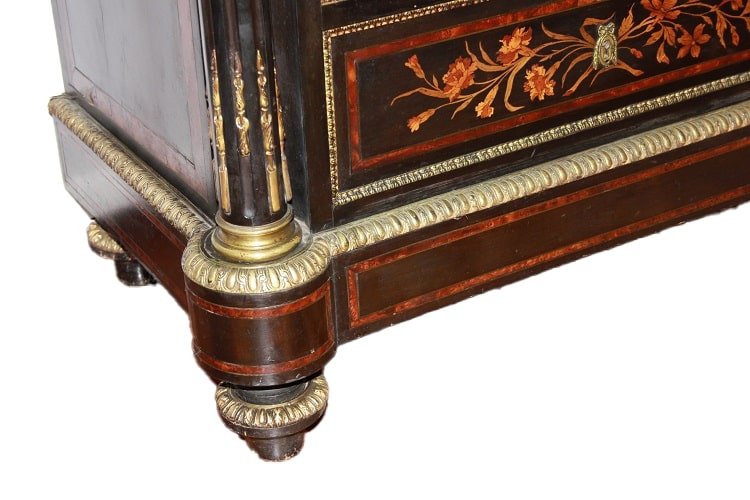 Secretaire francese della seconda metà del 1800, stile Napoleone III, in legno di mogano-photo-5