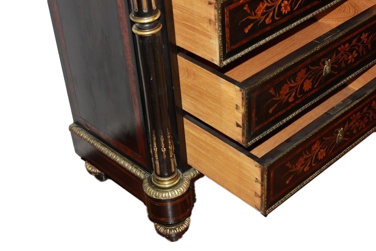 Secretaire francese della seconda metà del 1800, stile Napoleone III, in legno di mogano-photo-6