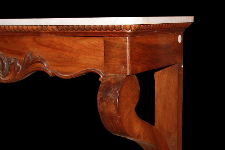 Consolle francese della seconda metà 1800, stile Luigi Filippo, in legno di noce fiammato-photo-4