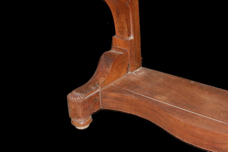 Consolle francese della seconda metà 1800, stile Luigi Filippo, in legno di noce fiammato-photo-2
