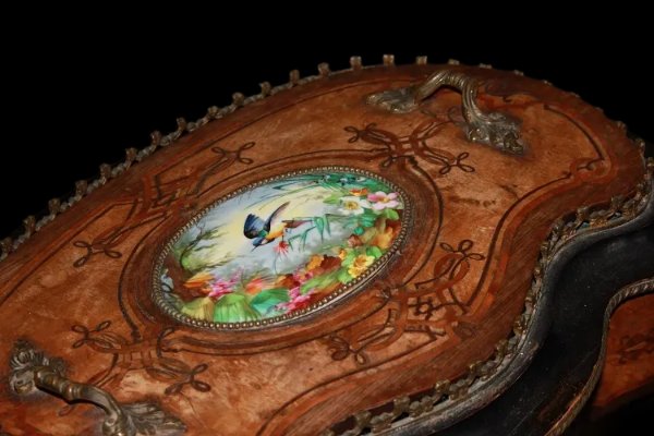 Tavolino porta piante francese della seconda metà del 1800, stile Napoleone III, in legno di no-photo-1