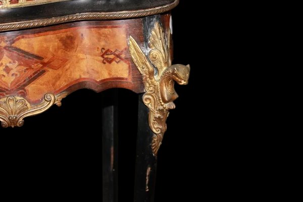 Tavolino porta piante francese della seconda metà del 1800, stile Napoleone III, in legno di no-photo-2