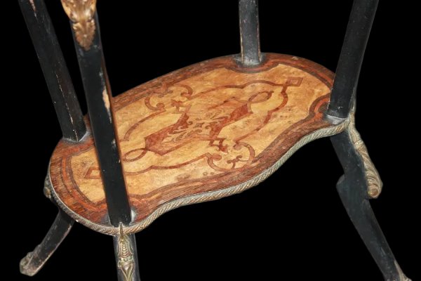 Tavolino porta piante francese della seconda metà del 1800, stile Napoleone III, in legno di no-photo-4