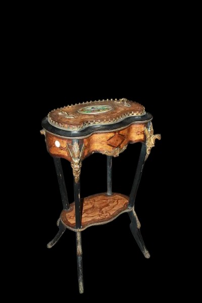 Tavolino porta piante francese della seconda metà del 1800, stile Napoleone III, in legno di no