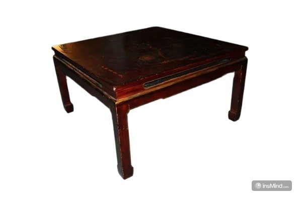Tavolino basso cinese di inizio 1900 in legno laccato. Presenta piano decorato con pitture raff-photo-2