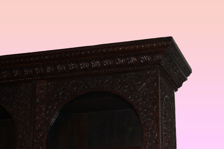 Grande libreria Indiana della seconda metà del 1800 in legno esotico-photo-3
