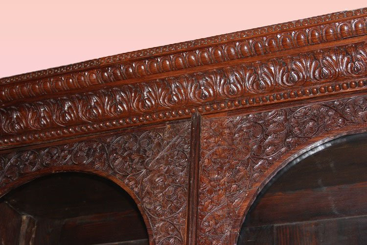 Grande libreria Indiana della seconda metà del 1800 in legno esotico-photo-1