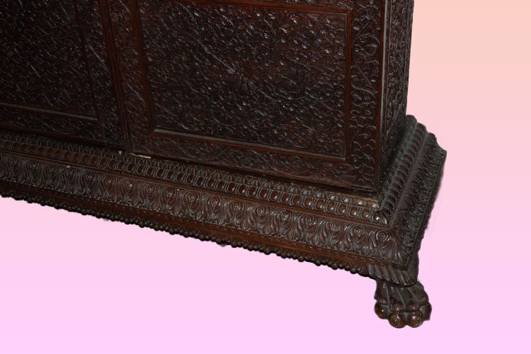 Grande libreria Indiana della seconda metà del 1800 in legno esotico-photo-2