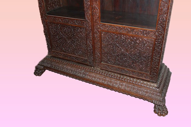 Grande libreria Indiana della seconda metà del 1800 in legno esotico-photo-3