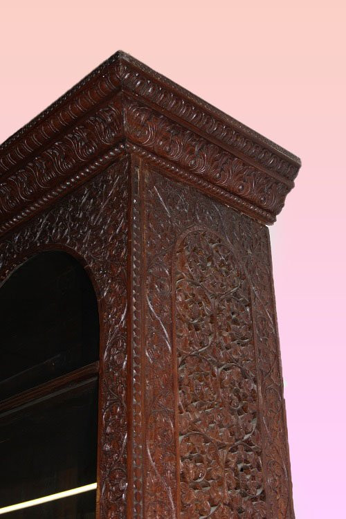 Grande libreria Indiana della seconda metà del 1800 in legno esotico-photo-7