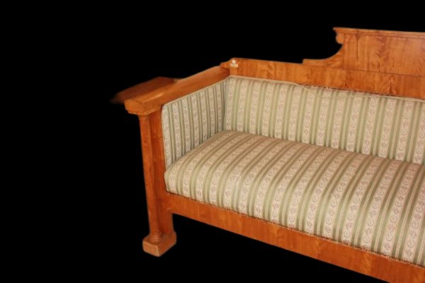 Divano Nord Europa della prima metà del 1800, stile Biedermeier, in legno di betulla-photo-4