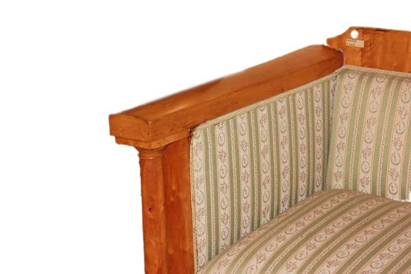Divano Nord Europa della prima metà del 1800, stile Biedermeier, in legno di betulla-photo-1