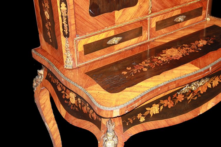 Cabinet credenzino francese della prima metà de 1800, stile Luigi XV, in legno di bois de rose -photo-4