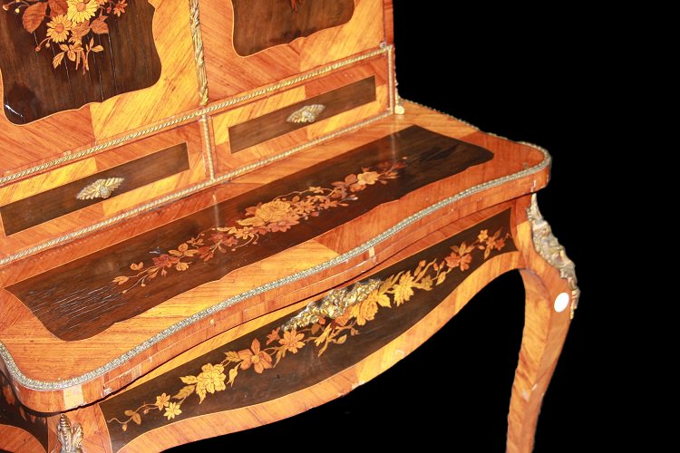 Cabinet credenzino francese della prima metà de 1800, stile Luigi XV, in legno di bois de rose -photo-1