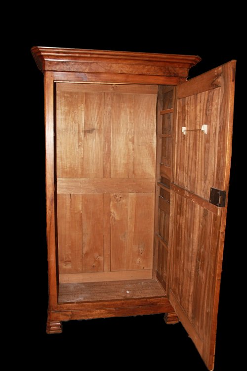 Armadio stipo ad 1 porta francese di metà 1800, stile Luigi Filippo, in legno di noce-photo-2