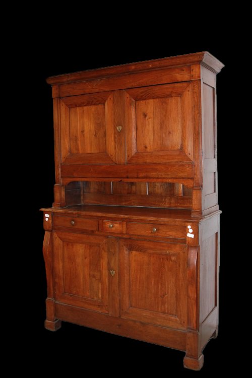 Grande magnifica credenza francese della prima metà del 1800, stile Impero, in legno di rovere.-photo-2